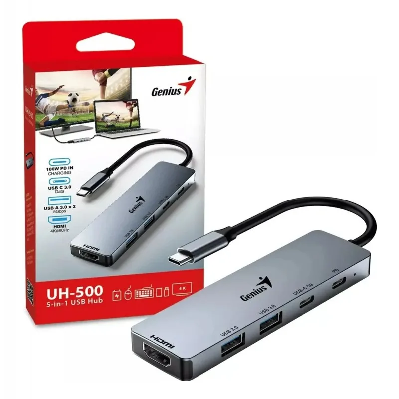 Genius Uh-500 Hub Usb-c Hdmi 4k/60hz Pd-100w
